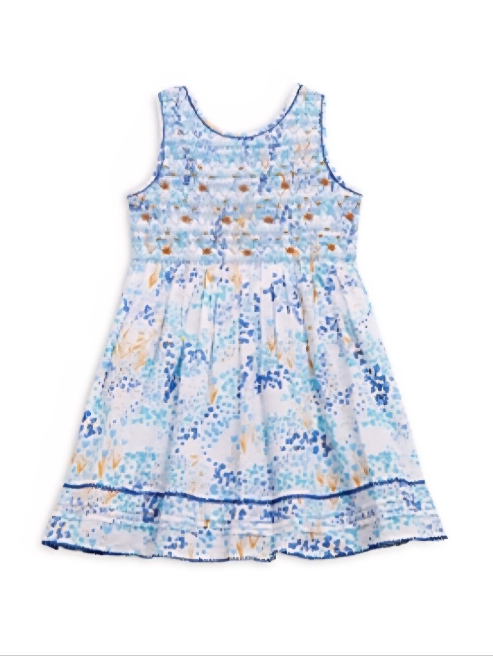 Poupette St Barth Sz 12 Girl's Amelie Mini Dress - White Blue Tulipe Smocked